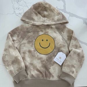 Little Co. Kids Tie-Dye Hoodie with Smiley Face - Beige